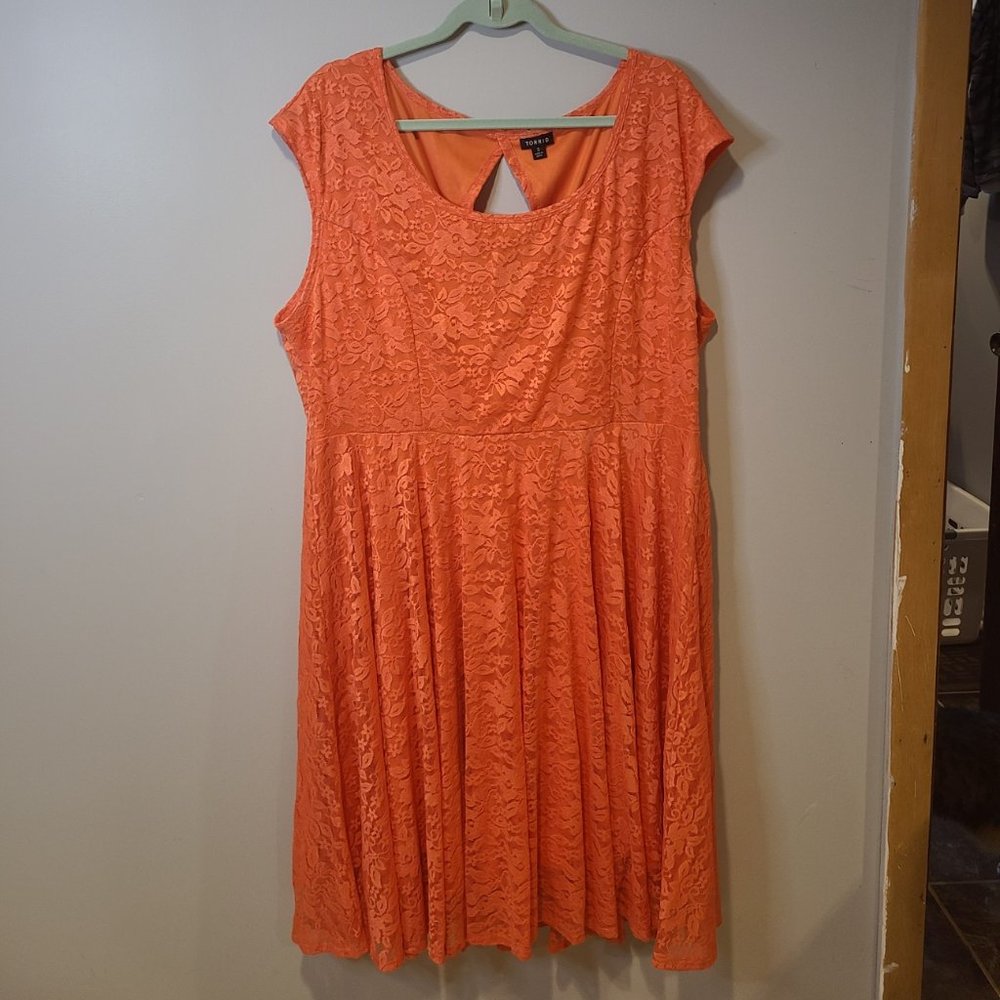 Torrid Coral Lace Dress size 3